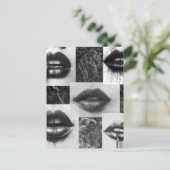 Black & White Lips Collage Postcard Postkarte (Stehend Vorderseite)
