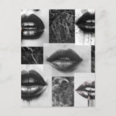 Black & White Lips Collage Postcard Postkarte (Vorderseite)