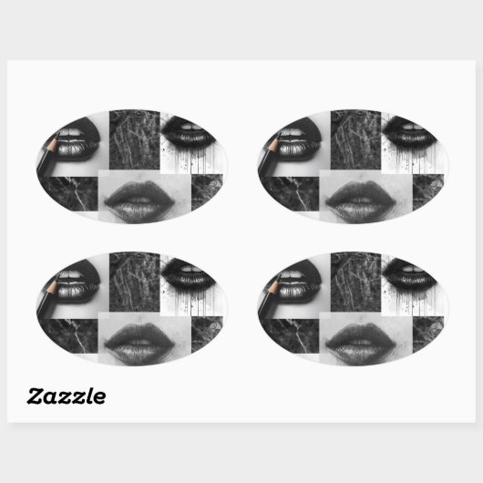 Black & White Lips Collage Sticker  Modern Fashion (Blatt)