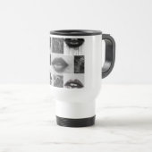 Black & White Lips Collage Travel Mug – Coffee Cup Reisebecher (VorderseiteRechts)