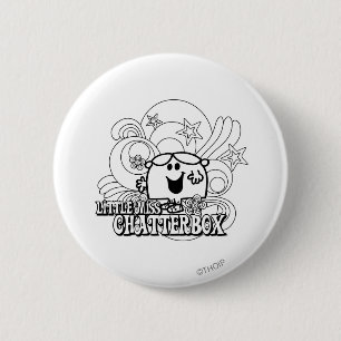 Black & White Little Miss Chatterbox Button