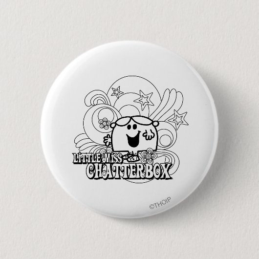 Black & White Little Miss Chatterbox Button (Vorderseite)