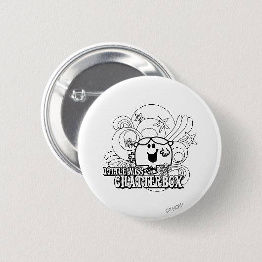 Black & White Little Miss Chatterbox Button (Vorne & Hinten)