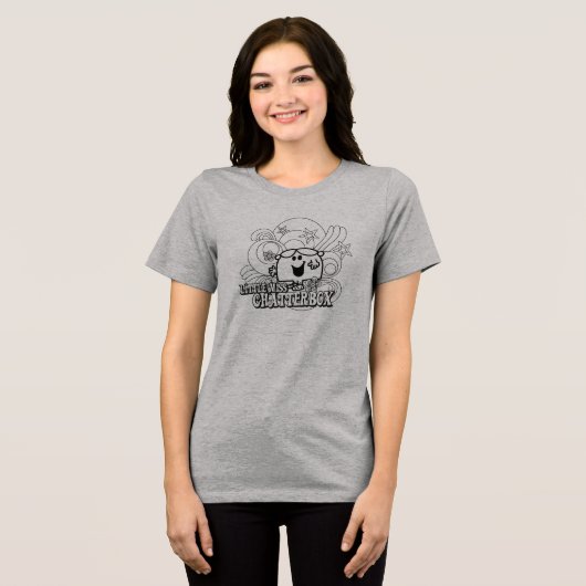 Black & White Little Miss Chatterbox Tri-Blend Shirt (Vorderseite voll)