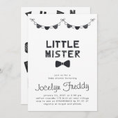 Black & White Little Mister Boy Babydusche Einladung (Vorne/Hinten)