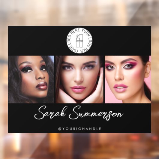 Black White Logo 3 Photo Makeup Studio Fensteraufkleber (Blatt 2)