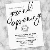Black White Logo Business Grand Opening Invitation Postkarte