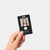 Black White Logo Photo Makeup Employee Ausweis (Handheld)