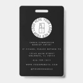 Black White Logo Photo Makeup Employee Ausweis (Rückseite)