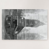 Black & White London Bus & Big Ben Puzzle (Horizontal)