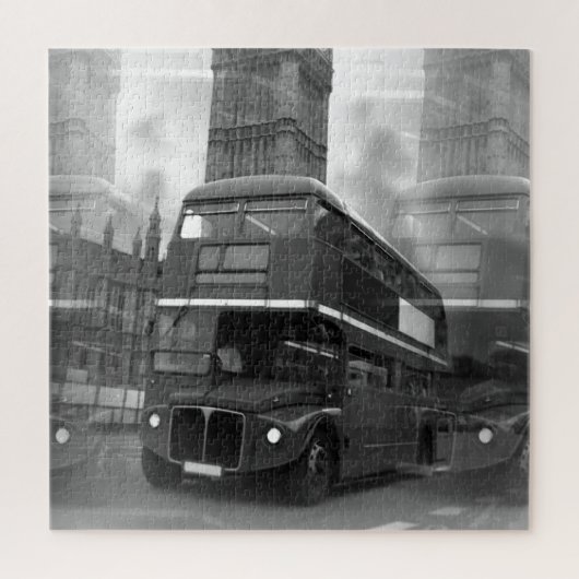 Black & White London Bus & Big Ben Puzzle (Vertikal)
