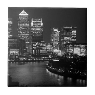Black White London City Night UK Travel Fliese