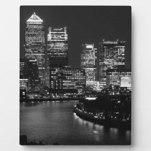Black White London City Night UK Travel Fotoplatte