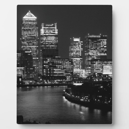 Black White London City Night UK Travel Fotoplatte (Vorderseite)