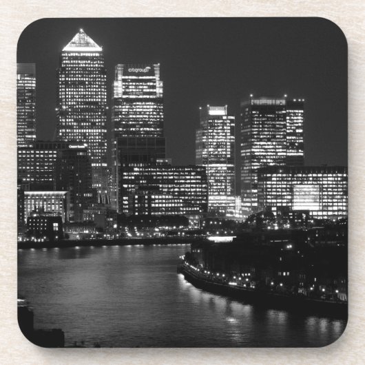Black White London City Night UK Travel Getränkeuntersetzer (Vorderseite)