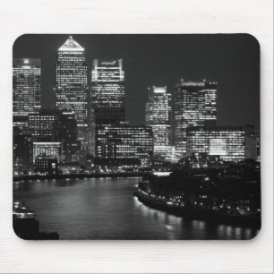 Black White London City Night UK Travel Mousepad