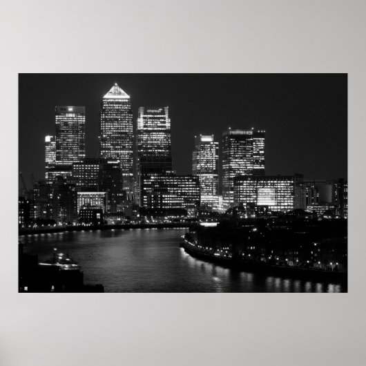 Black White London City Night UK Travel Poster (Vorne)