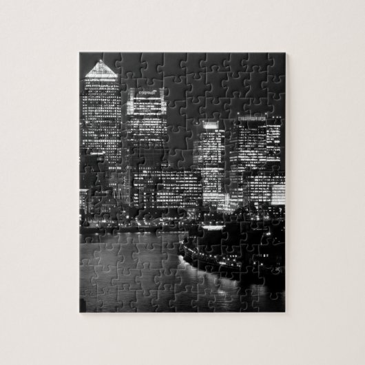 Black White London City Night UK Travel Puzzle (Vertikal)