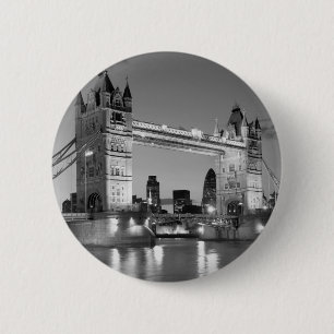 Black White London Tower Bridge Button