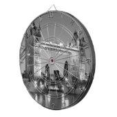 Black White London Tower Bridge Dartscheibe (Vorderseite rechts)