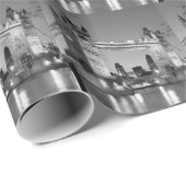 Black White London Tower Bridge Geschenkpapier (Rolleneckpunkt)