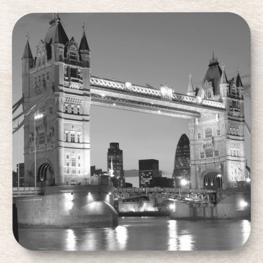 Black White London Tower Bridge Getränkeuntersetzer (Vorderseite)