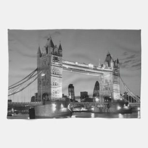Black White London Tower Bridge Handtuch
