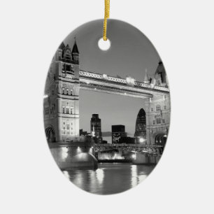 Black White London Tower Bridge Keramikornament