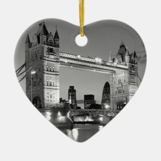 Black White London Tower Bridge Keramikornament (Vorne)