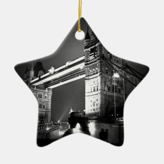 Black & White London Tower Bridge Keramikornament (Vorne)