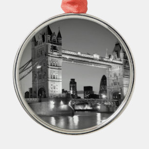 Black White London Tower Bridge Ornament Aus Metall