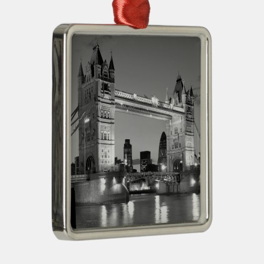 Black White London Tower Bridge Ornament Aus Metall (Rechts)