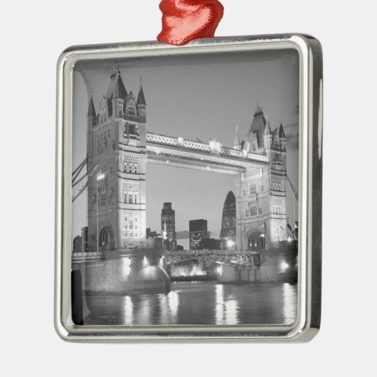 Black White London Tower Bridge Ornament Aus Metall (Links)