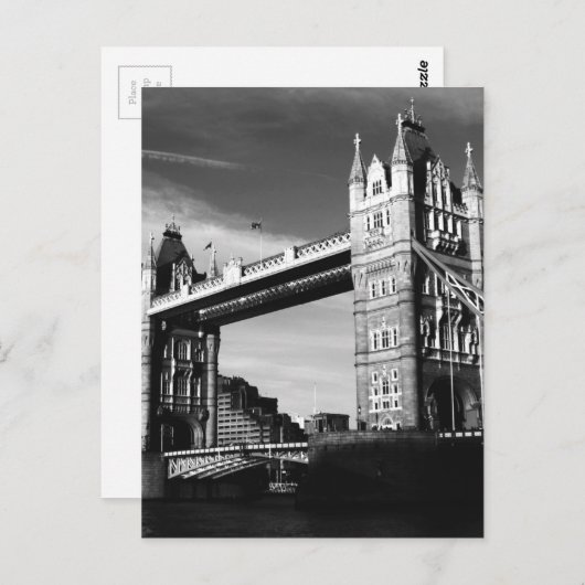Black & White London Tower Bridge Postkarte (Vorne/Hinten)