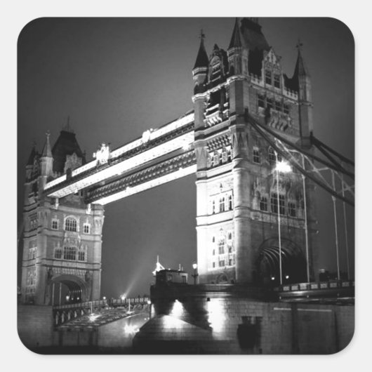 Black & White London Tower Bridge Quadratischer Aufkleber (Vorderseite)