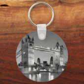 Black White London Tower Bridge Schlüsselanhänger (Vorderseite)
