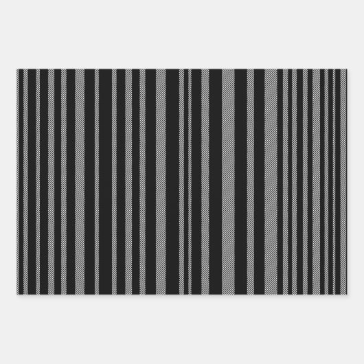 Black & White Luxurious & Chic Stripes Geschenkpapier Set (Vorderseite 2)