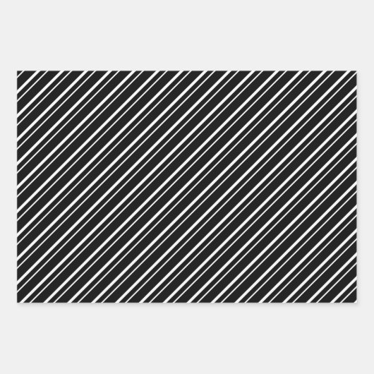 Black & White Luxurious & Chic Stripes Geschenkpapier Set (Vorderseite)