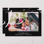 Black & White Luxury Minimalist Love Quote Photo Save The Date (Vorne/Hinten)