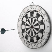 Black & White Marble Classic Custom Name & Message Dartscheibe
