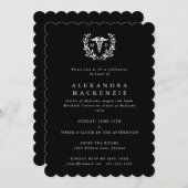 Black+White MD Caduceus+Laurel Wreath Abschluss Einladung (Vorne/Hinten)