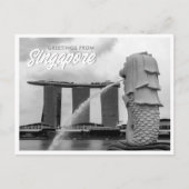 Black & White Merlion Greetings aus Singapur Postkarte (Vorderseite)