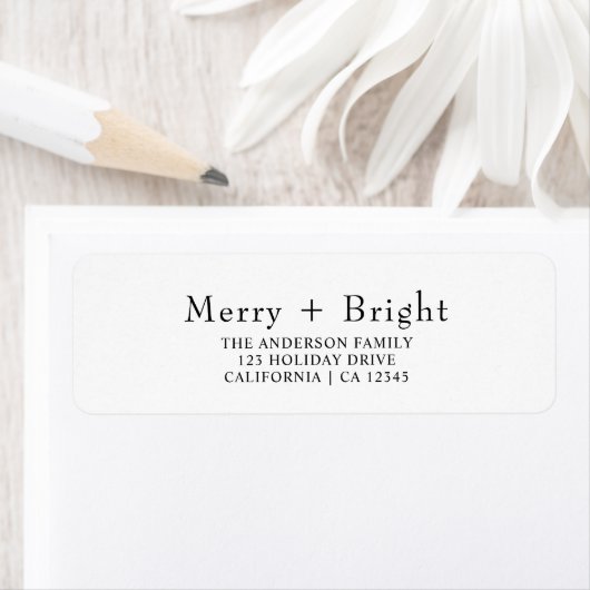 Black White Merry Bright Christmas Return Address (Insitu)
