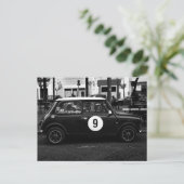 Black & White Mini Cooper Car Number 9 Postkarte (Stehend Vorderseite)