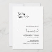 Black & White Minimal Baby Brunch Babydusche Einladung (Vorderseite)