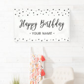 Black & White Minimal Happy Birthday Party Banner (Insitu)