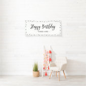 Black & White Minimal Happy Birthday Party Banner (Insitu)