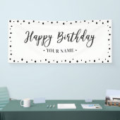 Black & White Minimal Happy Birthday Party Banner (Messe)