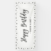 Black & White Minimal Happy Birthday Party Banner (Vertikal)