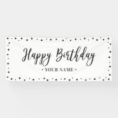 Black & White Minimal Happy Birthday Party Banner (Horizontal)